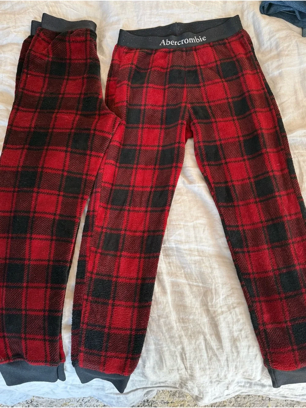 Abercrombie Red & Black Plaid Fleece Pajama Pants